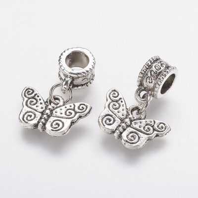 Tibetan Style Alloy European Dangle Beads Large Hole Pendants Butterfly Antique Silver 21mm Hole 5mm Pendant 10x15x3mm
Tibetan Style Alloy European Dangle Beads Large Hole Pendants Butterfly Antique Silver 21mm Hole 5mm Pendant 10x15x3mm
