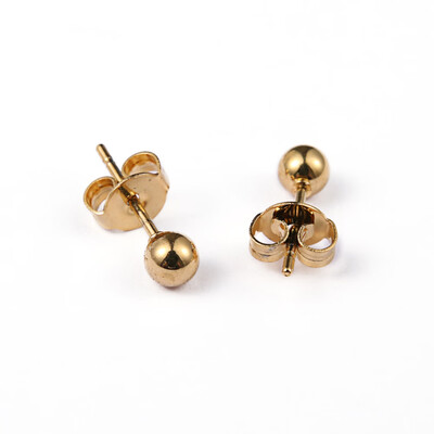 316 Stainless Steel Ball Stud Earrings Golden 14x4mm Pin 08mm 10pairsboard