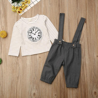 Toddler Baby Boy Girl Striped Clock T-Shirt Tops Solid Suspender Long Pants Gentleman Kids Fall Outfit Clothes
Toddler Baby Boy Girl Striped Clock T-Shirt Tops Solid Suspender Long Pants Gentleman Kids Fall Outfit Clothes
