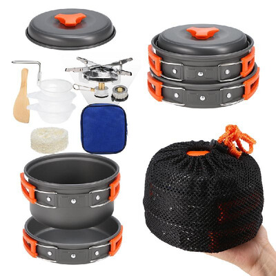 Lightweight Aluminum Outdoor Stove Pot Pan Plastic Bowel Outdoor Cookware Set for Backpacking Camping Picnic 2-3 People
Lightweight Aluminum Outdoor Stove Pot Pan Plastic Bowel Outdoor Cookware Set for Backpacking Camping Picnic 2-3 People