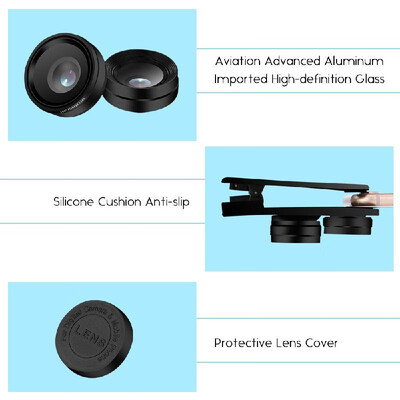 Universal Mobile Phone Tablet 062X HD Super Wide Angle Lens 20X Macro 198 Degree Fisheye 3 in 1 Set with Clip 360 Degree Free Rot
Universal Mobile Phone Tablet 062X HD Super Wide Angle Lens 20X Macro 198 Degree Fisheye 3 in 1 Set with Clip 360 Degree Free Rot