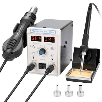 Hot Air Machine Soldering Iron Dual Display 2 in 1 Multifunctional Rework Soldering Station Welding Set
Hot Air Machine Soldering Iron Dual Display 2 in 1 Multifunctional Rework Soldering Station Welding Set