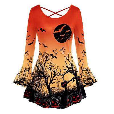 Roseonmyhand Plus Size Women O-Neck Halloween Flare Sleeve Punpkin Cat Print T Shirt Tops
Roseonmyhand Plus Size Women O-Neck Halloween Flare Sleeve Punpkin Cat Print T Shirt Tops