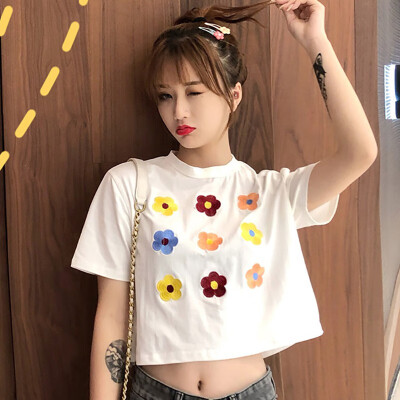 Spring Girls Sexy Flowers Print Pink Cotton T-shirt Women Short Sleeve Navel Bare Cropped Tops Tees Streetwear T Shirts
Spring Girls Sexy Flowers Print Pink Cotton T-shirt Women Short Sleeve Navel Bare Cropped Tops Tees Streetwear T Shirts