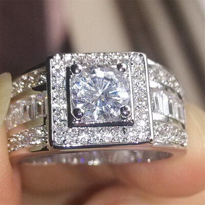 Fashion New 18K White Gold Wedding Ring Square Design Cubic Inlay Rhinestones Copper Men Diamond Ring Size 5-12
Fashion New 18K White Gold Wedding Ring Square Design Cubic Inlay Rhinestones Copper Men Diamond Ring Size 5-12