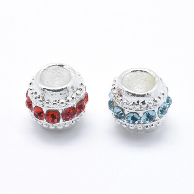 Alloy European Beads Large Hole Beads with Grade A Rhinestone Rondelle Silver Mixed Color 10x9mm Hole 5mm
Alloy European Beads Large Hole Beads with Grade A Rhinestone Rondelle Silver Mixed Color 10x9mm Hole 5mm