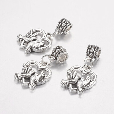 Tibetan Style Alloy European Dangle Beads Large Hole Pendants Heart&Bird Antique Silver 305mm Hole 45mm
Tibetan Style Alloy European Dangle Beads Large Hole Pendants Heart&Bird Antique Silver 305mm Hole 45mm