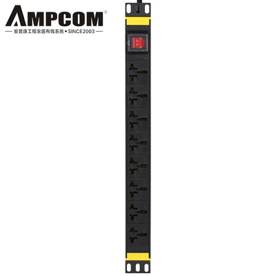 AMPCOM PDU cabinet socket power socket socket 8 bit 10A with switch 3 m commercial socket wiring board tow board AMPDU810K
AMPCOM PDU cabinet socket power socket socket 8 bit 10A with switch 3 m commercial socket wiring board tow board AMPDU810K