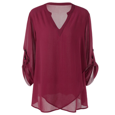 Roseonmyhand Fashion Womens Plus Size V-Neck Adjustable Sleeve Chiffon Solid Blouse Top Shirt
Roseonmyhand Fashion Womens Plus Size V-Neck Adjustable Sleeve Chiffon Solid Blouse Top Shirt