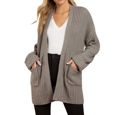 Toponeto Womens Casual Full Sleeve Pullover Solid Color Sweater Pockets Knitted Cardigan
Toponeto Womens Casual Full Sleeve Pullover Solid Color Sweater Pockets Knitted Cardigan