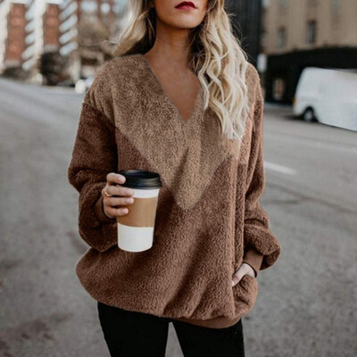 Autumn Winter Women Casual Pullovers Faux Fur Fluffy Solid Patchwork Sweatshirt V-Neck Streetwear Tops
Autumn Winter Women Casual Pullovers Faux Fur Fluffy Solid Patchwork Sweatshirt V-Neck Streetwear Tops