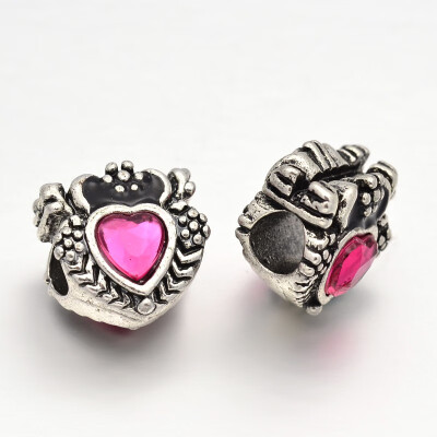 Antique Silver Plated Alloy Acrylic European Beads Large Hole Heart Beads DeepPink 14x14x11mm Hole 5mm
Antique Silver Plated Alloy Acrylic European Beads Large Hole Heart Beads DeepPink 14x14x11mm Hole 5mm