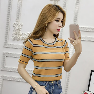 Womens Casual O Neck Striped Short Sleeve Thin Perspective Knitted Pullover T-Shirt
Womens Casual O Neck Striped Short Sleeve Thin Perspective Knitted Pullover T-Shirt