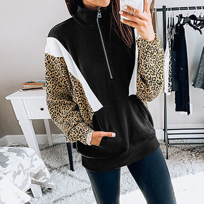 Tailored Women Fashion Stand Collar Zipper Pockets Leopard Print Outwear Pullover Tops
Tailored Women Fashion Stand Collar Zipper Pockets Leopard Print Outwear Pullover Tops