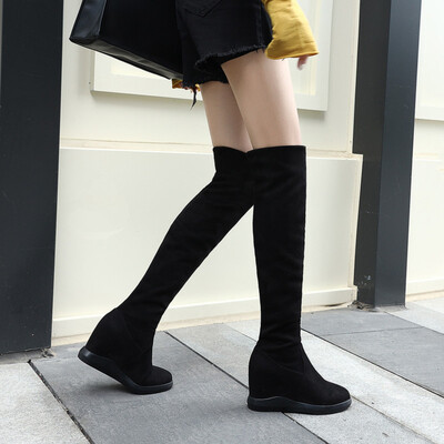 Autumn&Winter Womens Black Slope-heeled Knee Boots Increased Rubber Suede Korean Elastic High-boot Boots
Autumn&Winter Womens Black Slope-heeled Knee Boots Increased Rubber Suede Korean Elastic High-boot Boots