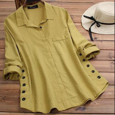 2019 autumn new womens solid color button cotton&linen pockets striped long-sleeved long shirt T-shirt shirt green
2019 autumn new womens solid color button cotton&linen pockets striped long-sleeved long shirt T-shirt shirt green