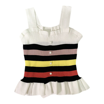 Women Summer Fashion Concise Sweet Color-blocked All-match Slim Fit Camisole Top 
Women Summer Fashion Concise Sweet Color-blocked All-match Slim Fit Camisole Top