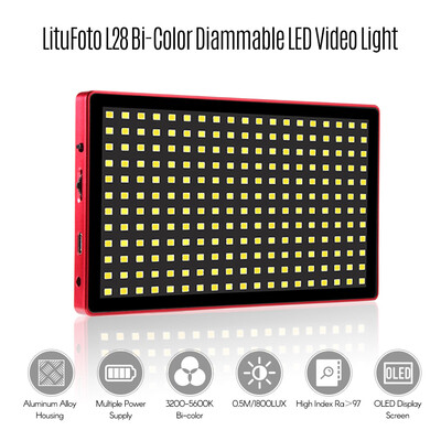 LituFoto L28 Portable Bi-Color LED Video Light Diammable Fill Light with OLED Display 3200K-5600K CRI 97 16W for Portrait Weddin
LituFoto L28 Portable Bi-Color LED Video Light Diammable Fill Light with OLED Display 3200K-5600K CRI 97 16W for Portrait Weddin