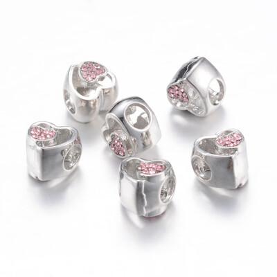 Alloy Rhinestone European Beads Large Hole Beads Heart Platinum Light Rose 11x11x9mm Hole 5mm
Alloy Rhinestone European Beads Large Hole Beads Heart Platinum Light Rose 11x11x9mm Hole 5mm