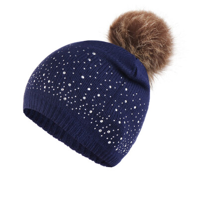 Tailored Fashion Women Knitting Wool Hemming Hat Rhinestone Keep Warm Winter Fur Ball Cap
Tailored Fashion Women Knitting Wool Hemming Hat Rhinestone Keep Warm Winter Fur Ball Cap