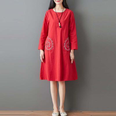 Tailored Fashion Ethnic style Womens Cotton Linen Embroidery Loose Dress With Pocket
Tailored Fashion Ethnic style Womens Cotton Linen Embroidery Loose Dress With Pocket