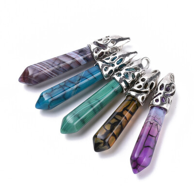 Natural Dragon Veins Agate Big Pendants with Alloy Findings Bullet Dyed Platinum 5762x11x10mm Hole 4mm
Natural Dragon Veins Agate Big Pendants with Alloy Findings Bullet Dyed Platinum 5762x11x10mm Hole 4mm