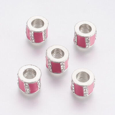 Alloy European Beads Large Hole Beads with Enamel&Rhinestone Column Platinum HotPink 10x75mm Hole 5mm
Alloy European Beads Large Hole Beads with Enamel&Rhinestone Column Platinum HotPink 10x75mm Hole 5mm