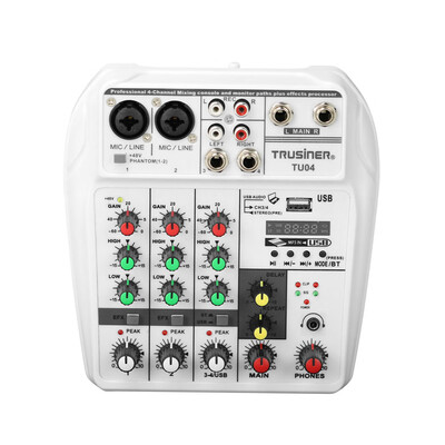 Portable 4-Channel BT Sound Mixing Console Digital Audio Mixer Built-in Reverb Effects for Recording DJ Network Live Broadcast
Portable 4-Channel BT Sound Mixing Console Digital Audio Mixer Built-in Reverb Effects for Recording DJ Network Live Broadcast