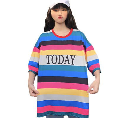 Style Casual Women Rainbow Striped Women T-shirt Summer Short Sleeve Oversize Loose T Shirt Tee Top
Style Casual Women Rainbow Striped Women T-shirt Summer Short Sleeve Oversize Loose T Shirt Tee Top