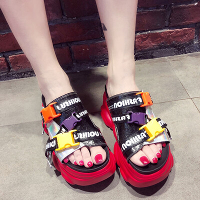 European Station Muffin Thick-soled Sandals Womens Summer Street Painting Colour Alphabet Heavy-duty Roman Shoes 
European Station Muffin Thick-soled Sandals Womens Summer Street Painting Colour Alphabet Heavy-duty Roman Shoes