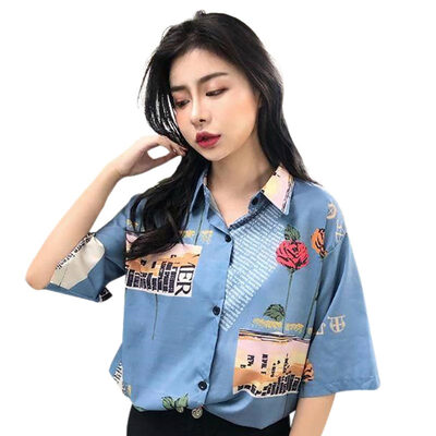 Fashion Women Short Sleeve Streetwear Retro Shirt Korean Style Print Rose Harajuku T Shirt Women Chiffon Clothes New Tops
Fashion Women Short Sleeve Streetwear Retro Shirt Korean Style Print Rose Harajuku T Shirt Women Chiffon Clothes New Tops