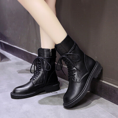 Cross-strapped leather shoes Autumn Martin boots Female breathable handsome thick-soled tooling Black British fan truck boots
Cross-strapped leather shoes Autumn Martin boots Female breathable handsome thick-soled tooling Black British fan truck boots