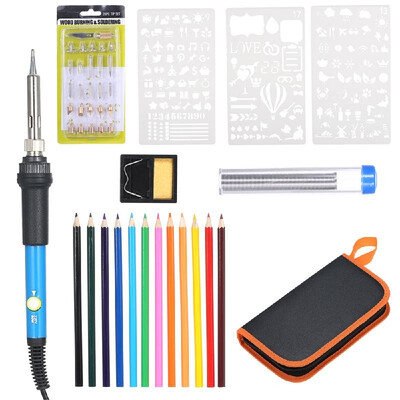 Adjustable Temperature Wood Burning Iron Kit Electric Welding Soldering Rework Station Heat Tool with Pencil Stencil Repair Tool
Adjustable Temperature Wood Burning Iron Kit Electric Welding Soldering Rework Station Heat Tool with Pencil Stencil Repair Tool