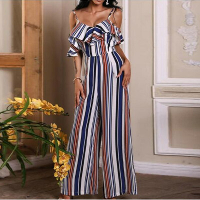 Starmoon Women Casual Sleeveless Sling Ladies Stripe Ruffled Flounce Long Jumpsuit
Starmoon Women Casual Sleeveless Sling Ladies Stripe Ruffled Flounce Long Jumpsuit