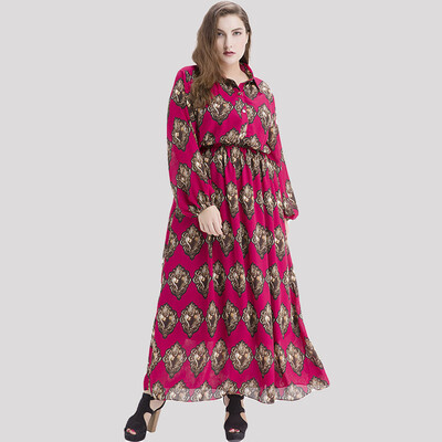 Bohemian Women Plus Size Chiffon Print Maxi Dress Turn-down Collar Long Sleeve Elastic Waist Long Dress Burgundy
Bohemian Women Plus Size Chiffon Print Maxi Dress Turn-down Collar Long Sleeve Elastic Waist Long Dress Burgundy