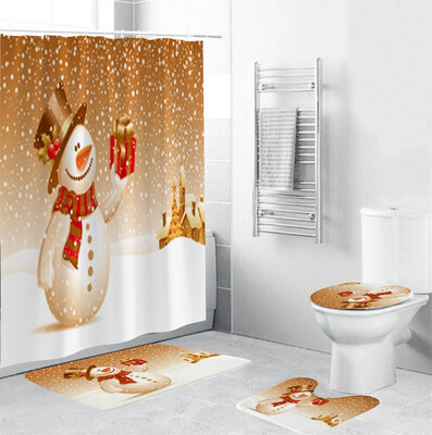 Gobestart 4Pcs Christmas shower Curtain Bathroom Anti-slip Carpet Rug Toilet Cover Mat Set
Gobestart 4Pcs Christmas shower Curtain Bathroom Anti-slip Carpet Rug Toilet Cover Mat Set