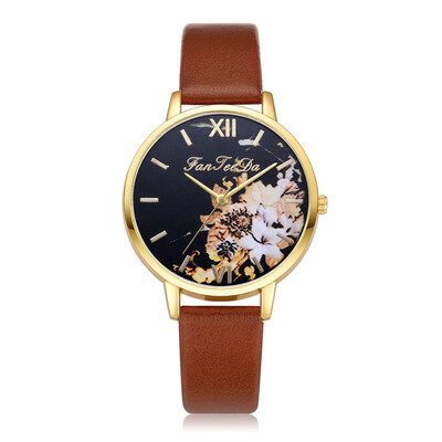 Hot Selling Women Watches Golden Border Plant Dial Quartz Wristwatch Simple Ladies Leather Strap Clock Relojes Para Mujer
Hot Selling Women Watches Golden Border Plant Dial Quartz Wristwatch Simple Ladies Leather Strap Clock Relojes Para Mujer