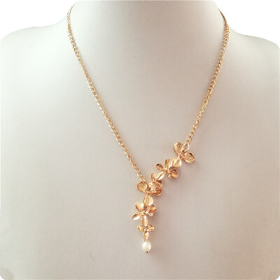 925 Sterling Silver Gold Orchid Flower With Pearl Pendant Necklaces Long Chain Collars Necklace For Women
925 Sterling Silver Gold Orchid Flower With Pearl Pendant Necklaces Long Chain Collars Necklace For Women