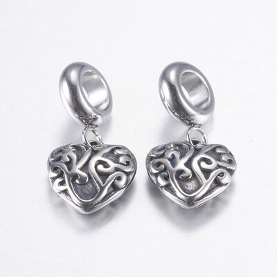 304 Stainless Steel European Dangle Beads Heart Large Hole Pendants Antique Silver 22mm Hole 5mm Pendant 11x11x4mm
304 Stainless Steel European Dangle Beads Heart Large Hole Pendants Antique Silver 22mm Hole 5mm Pendant 11x11x4mm