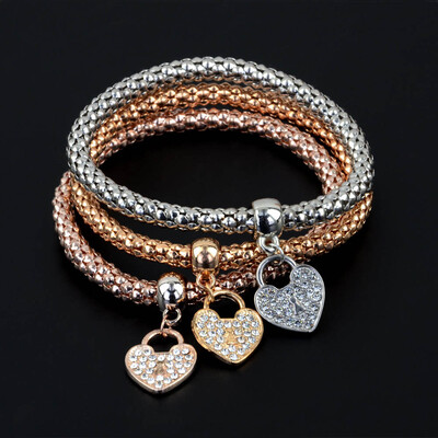Hot European Fashion Women 3Pcs Gold Silver Rose Gold Chain Bracelets Set Rhinestone Bangle Pendant Bracelet Jewelry
Hot European Fashion Women 3Pcs Gold Silver Rose Gold Chain Bracelets Set Rhinestone Bangle Pendant Bracelet Jewelry