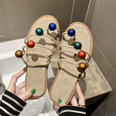 Bohemian slippers womens summer fashion wear flat-bottomed string beads sandals&slippers on holiday non-slip beach womens sh
Bohemian slippers womens summer fashion wear flat-bottomed string beads sandals&slippers on holiday non-slip beach womens sh