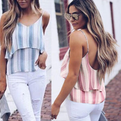 Fashion Womens Summer Casual Tops Ladies Sexy Sleeveless Sling Vertical Stripes T-Shirt Vest
Fashion Womens Summer Casual Tops Ladies Sexy Sleeveless Sling Vertical Stripes T-Shirt Vest