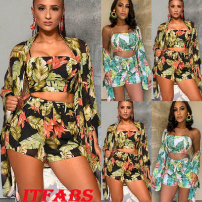 3Pcs Women Floral Spaghetti Strap Crop Top VestShorts Outwear Top With Cover up
3Pcs Women Floral Spaghetti Strap Crop Top VestShorts Outwear Top With Cover up