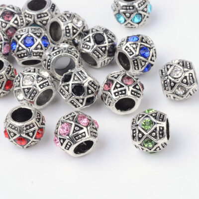 Alloy Rhinestone Rondelle Large Hole European Beads Antique Silver Mixed Color 11x9mm Hole 5mm
Alloy Rhinestone Rondelle Large Hole European Beads Antique Silver Mixed Color 11x9mm Hole 5mm