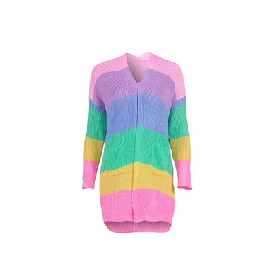 Autumn Sweater Women Cardigan Rainbow Striped Cotton Long Sleeve Patchwork Knitted Open Front Cardigan Women Coat
Autumn Sweater Women Cardigan Rainbow Striped Cotton Long Sleeve Patchwork Knitted Open Front Cardigan Women Coat