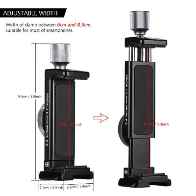 Adjustable Aluminium Alloy Smartphone Clamp Clip Phone Holder Bracket Stand with 14 Inch Screw Hole Cold Shoe Mount for iPhone X
Adjustable Aluminium Alloy Smartphone Clamp Clip Phone Holder Bracket Stand with 14 Inch Screw Hole Cold Shoe Mount for iPhone X
