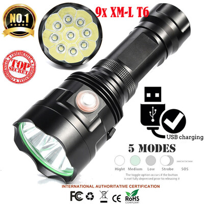 Saidsome 9x XM- T6 LED Flashlight 5 Modes 2665018650 Camping Torch Lamp Light flashlight lamp
Saidsome 9x XM- T6 LED Flashlight 5 Modes 2665018650 Camping Torch Lamp Light flashlight lamp