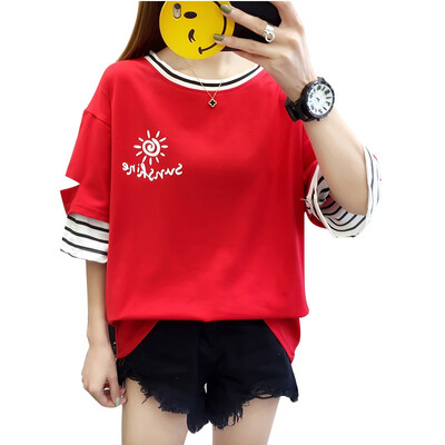 Korean Half Sleeve T Shirt Women Hip Hop Punk Holes Streetwear Girls Fake 2-Pieces Tshirt Striped Tee Shirts
Korean Half Sleeve T Shirt Women Hip Hop Punk Holes Streetwear Girls Fake 2-Pieces Tshirt Striped Tee Shirts