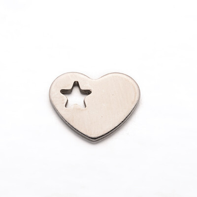 Heart with Star 304 Stainless Steel Charms Stainless Steel Color 125x10x1mm Hole 3mm
Heart with Star 304 Stainless Steel Charms Stainless Steel Color 125x10x1mm Hole 3mm