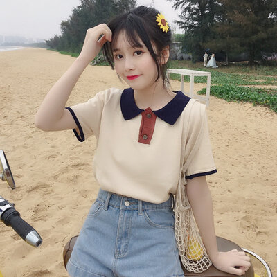 Vintage Casual All Match Turn Down Collar Basic Loose Oversize Short Sleeve Female Women Polo Shirts
Vintage Casual All Match Turn Down Collar Basic Loose Oversize Short Sleeve Female Women Polo Shirts
